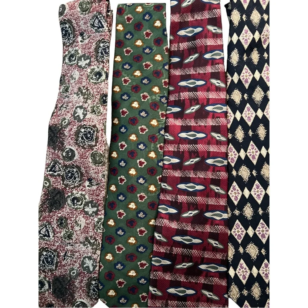 6- NWT Vintage Retro 90’s Y2K Patterned Silk Damon Neck Ties - Picture 3 of 8
